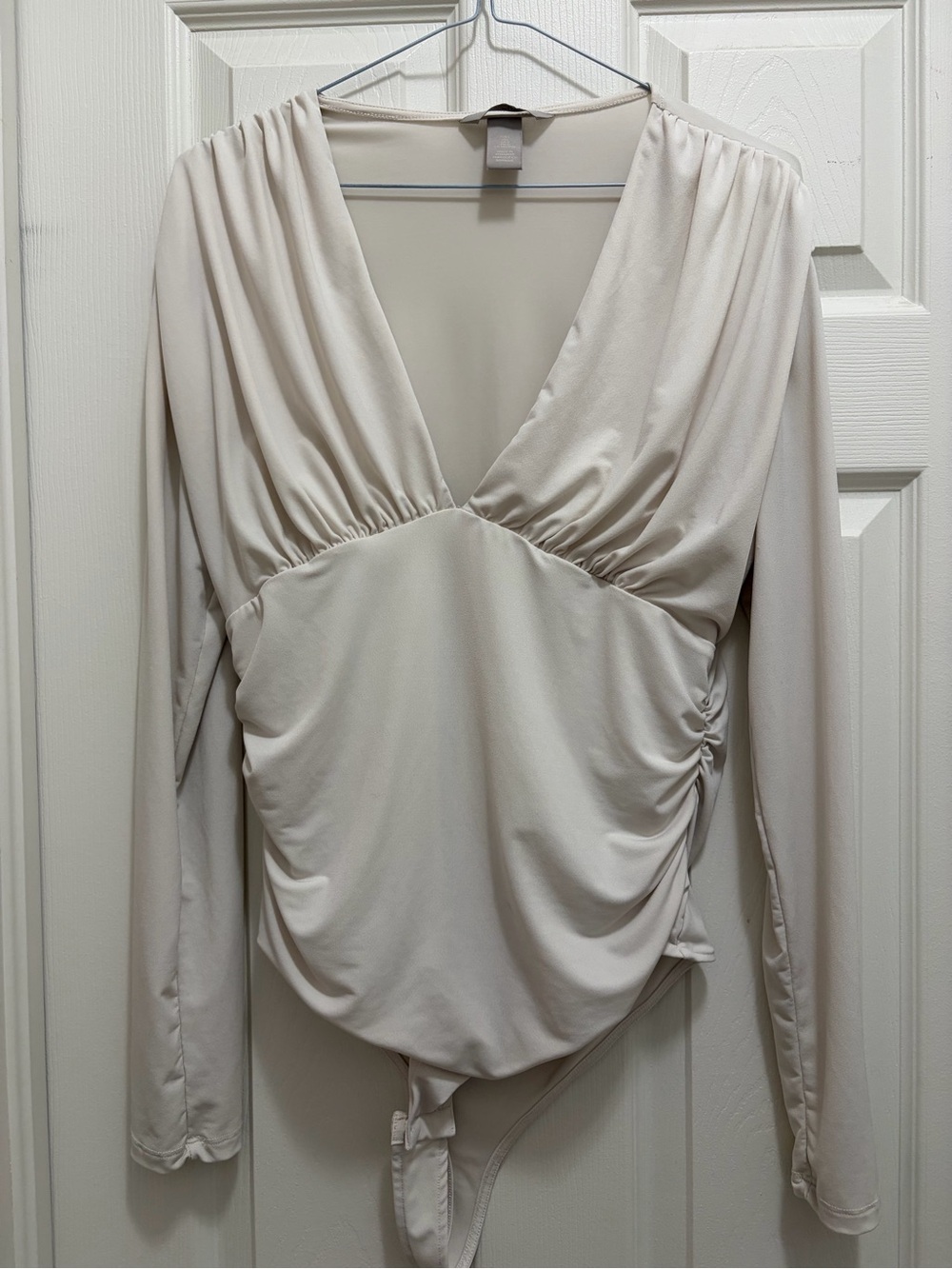 H&M Beige/Taupe Long Sleeved Bodysuit with ruching